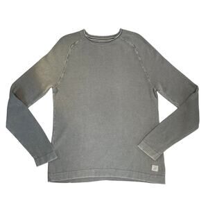 Weatherproof Vintage Mens Large Olive Green Waffle Knit Sweater Cotton Crewneck